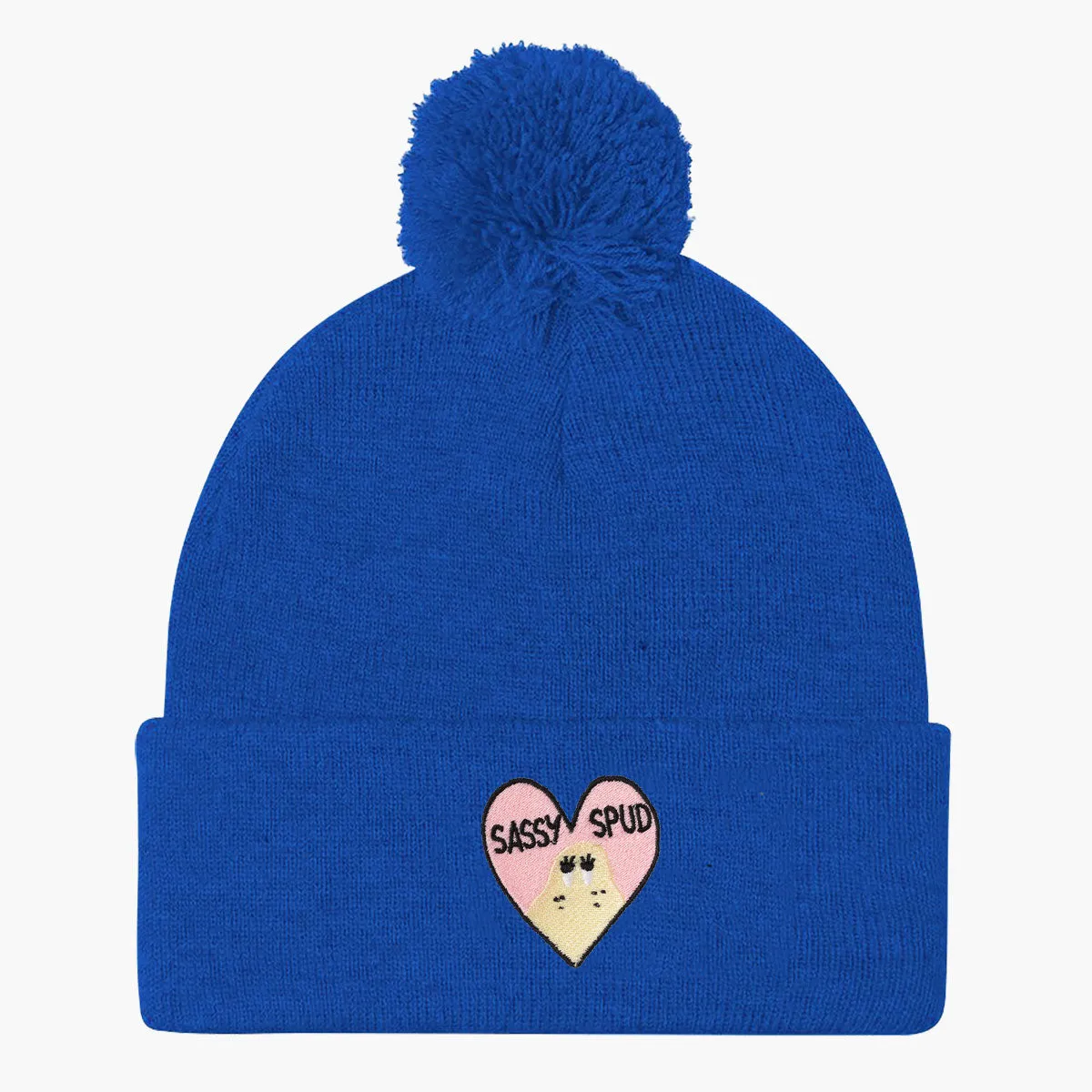 Sassy Spud Embroidered Pom Pom Beanie