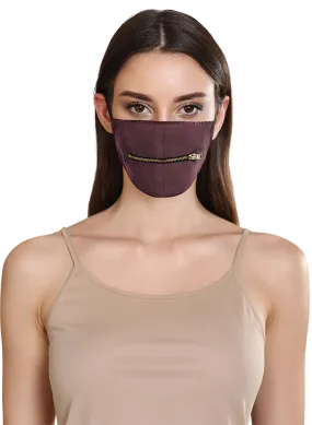 Satin Face Mask With Functional Metal Zipper