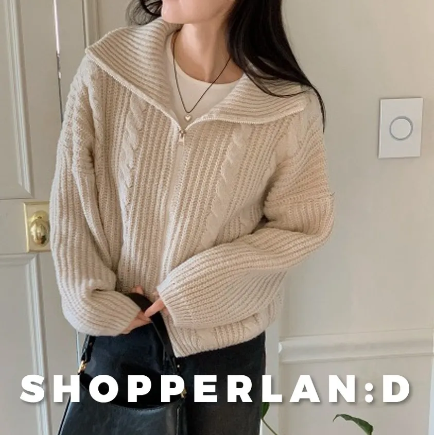 SHOPPERLAND | Cable Knit Casual Street Style Long Sleeves Plain - Buy Now