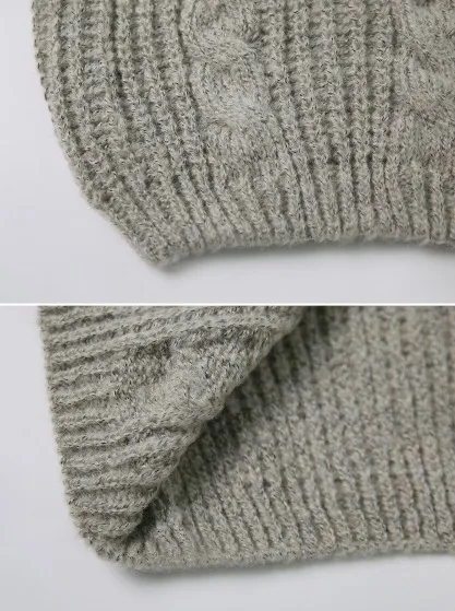 SHOPPERLAND | Cable Knit Casual Street Style Long Sleeves Plain - Buy Now