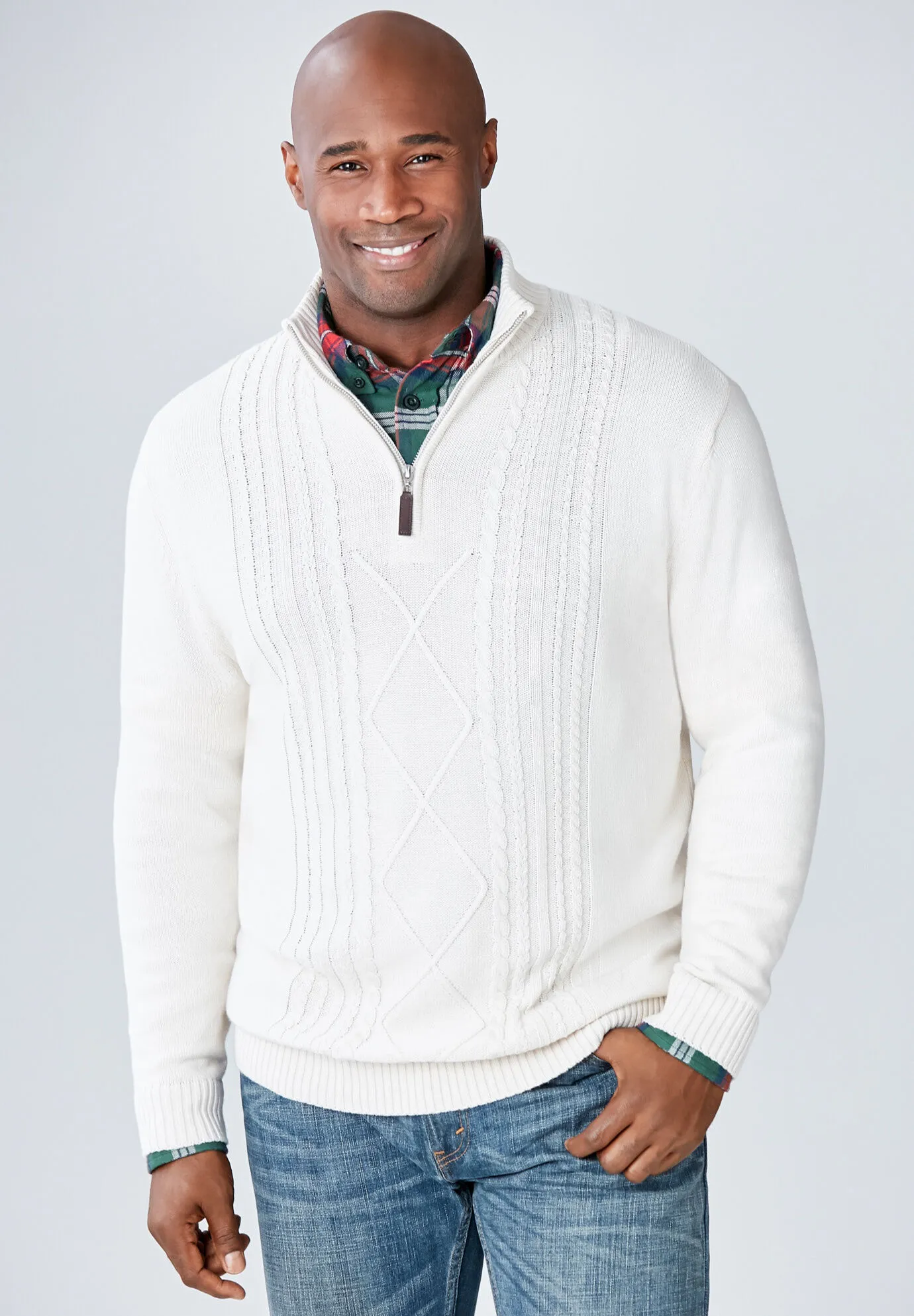 Shoreman's Quarter Zip Cable Knit Sweater