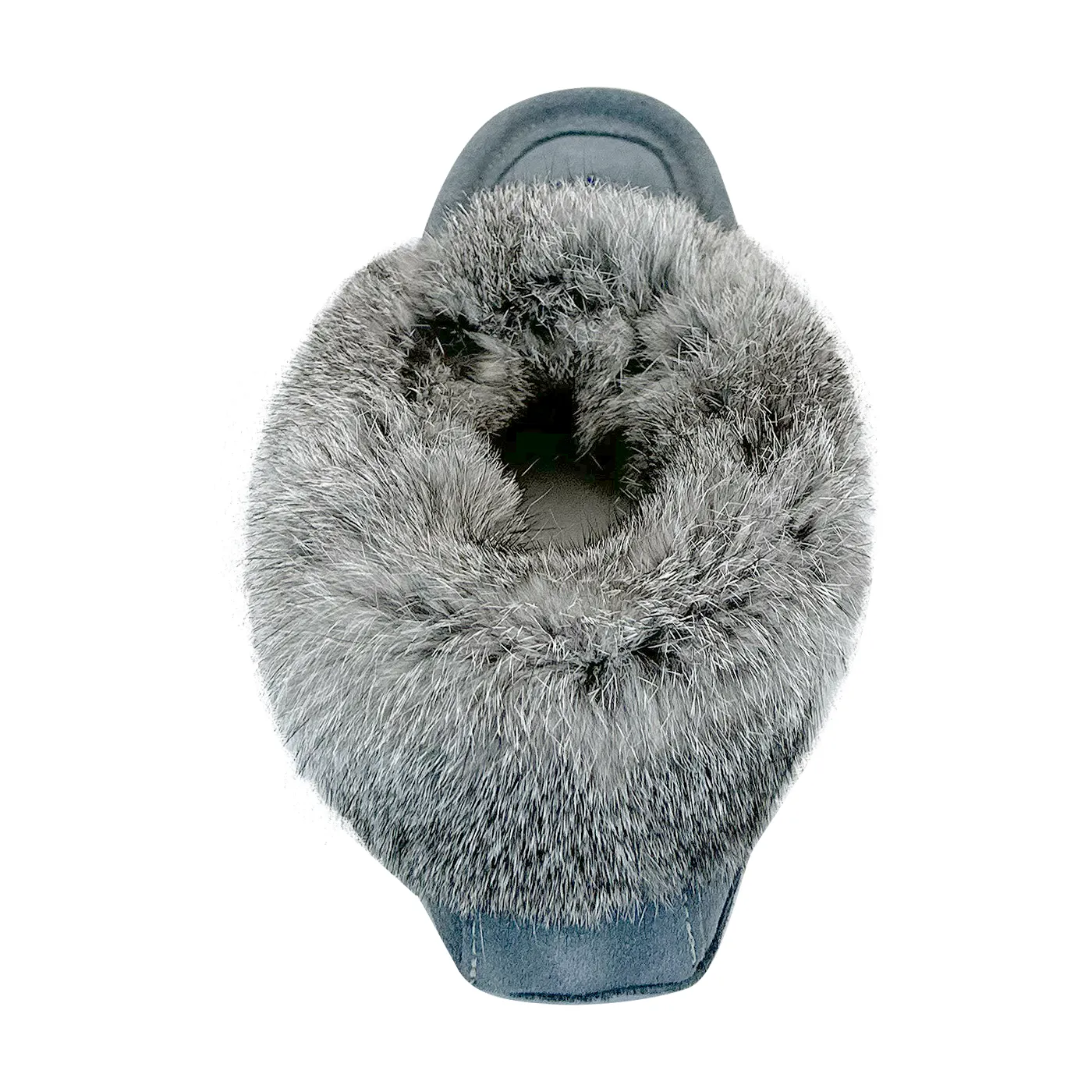 Sky Blue Suede Moccasins: Women's Fleece Lined Rabbit Fur