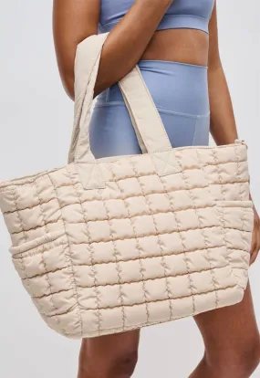 Sol & Selene Dreamer Quilted Tote - Cream, Nylon Fabric