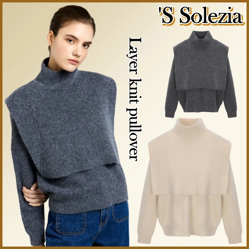 Solezia - Cable Knit Casual Wool Halter Neck Street Style