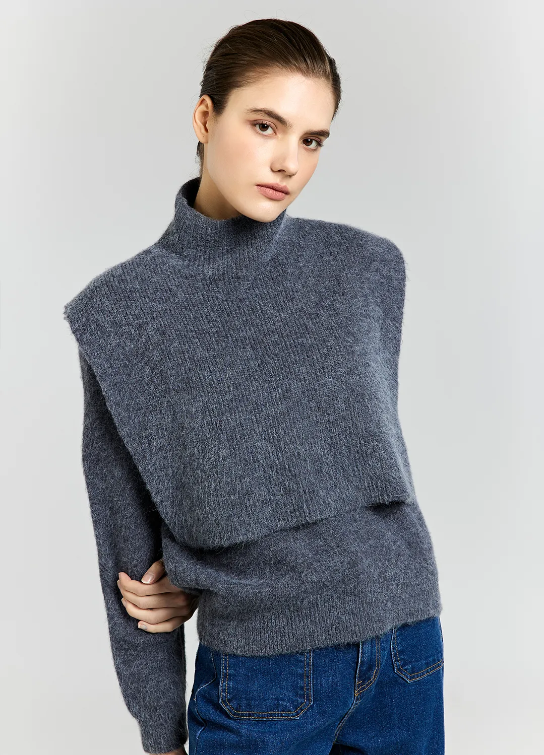 Solezia - Cable Knit Casual Wool Halter Neck Street Style