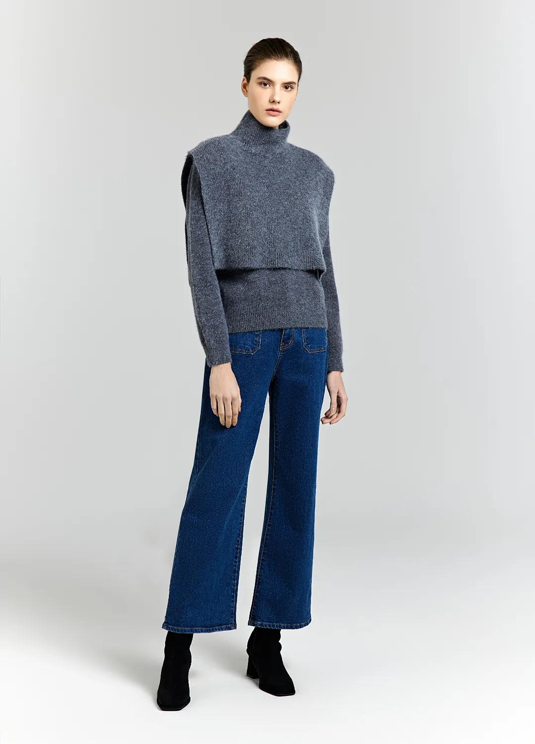 Solezia - Cable Knit Casual Wool Halter Neck Street Style