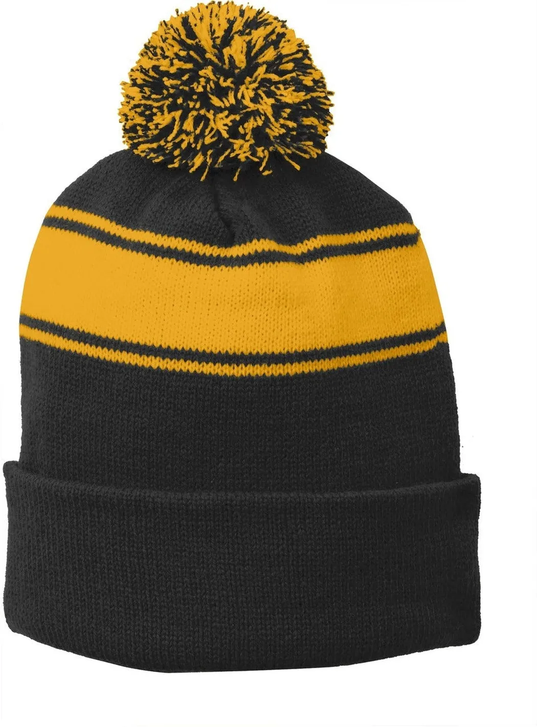 Sport-Tek Stripe Pom Pom Beanie