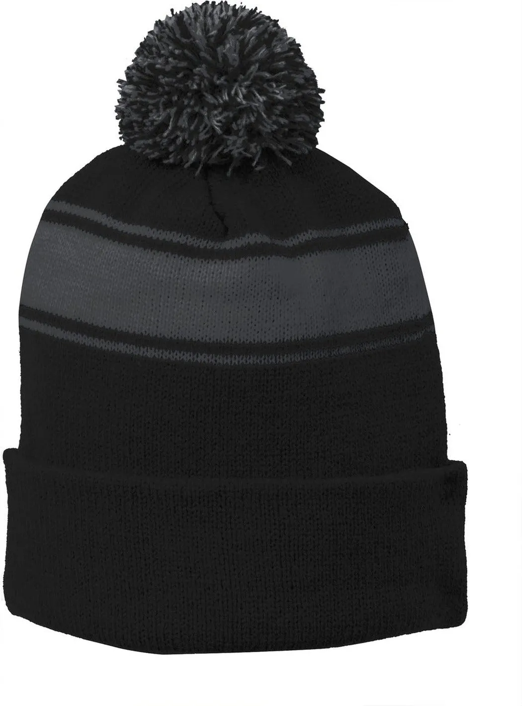 Sport-Tek Stripe Pom Pom Beanie