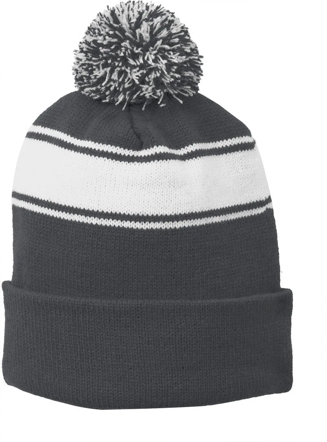 Sport-Tek Stripe Pom Pom Beanie