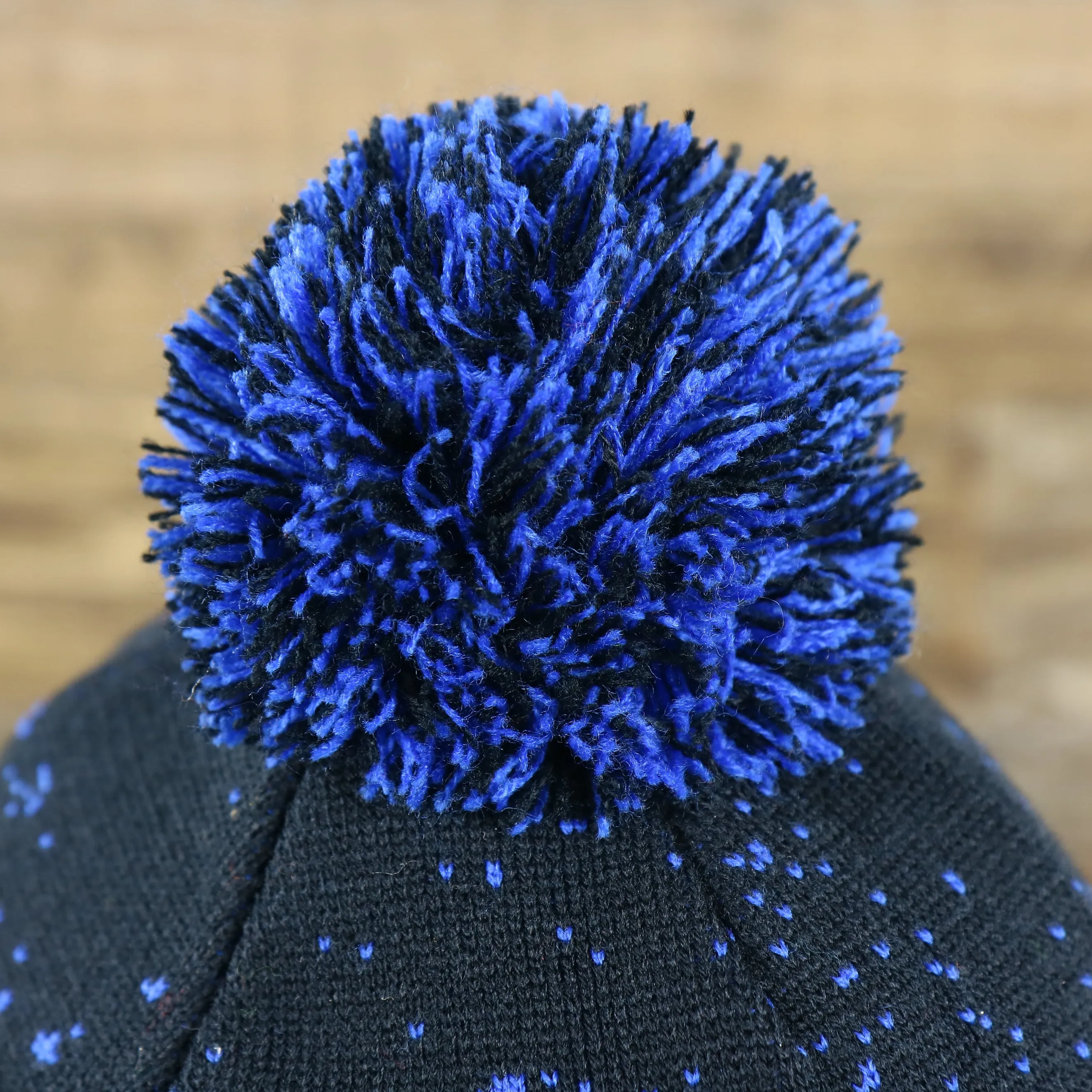 Staple Logo Print Winter Beanie - Black and Royal Blue color