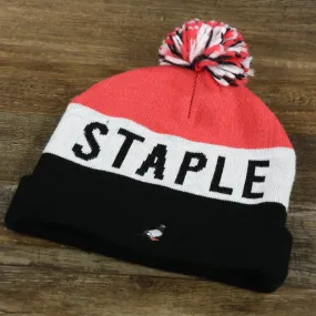 Staple Pigeon Logo Striped Beanie - Red, White & Black Winter Hat