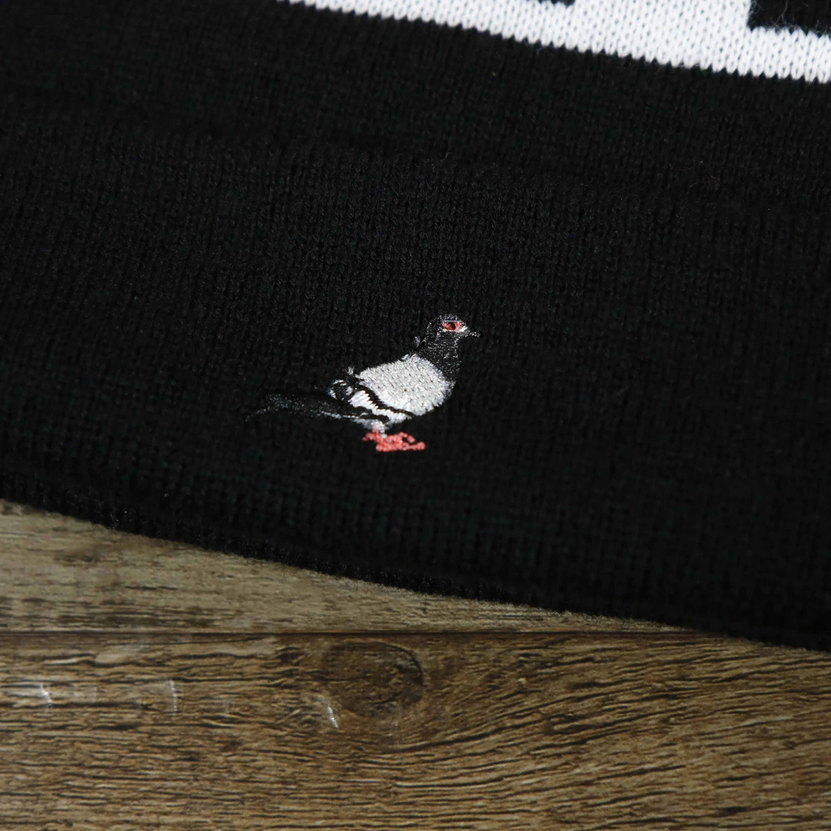 Staple Pigeon Logo Striped Beanie - Red, White & Black Winter Hat