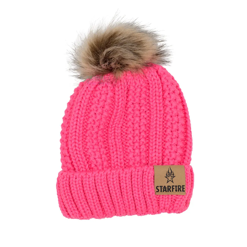 Starfire Kids Fuzzy Lined Fur Pom Beanie