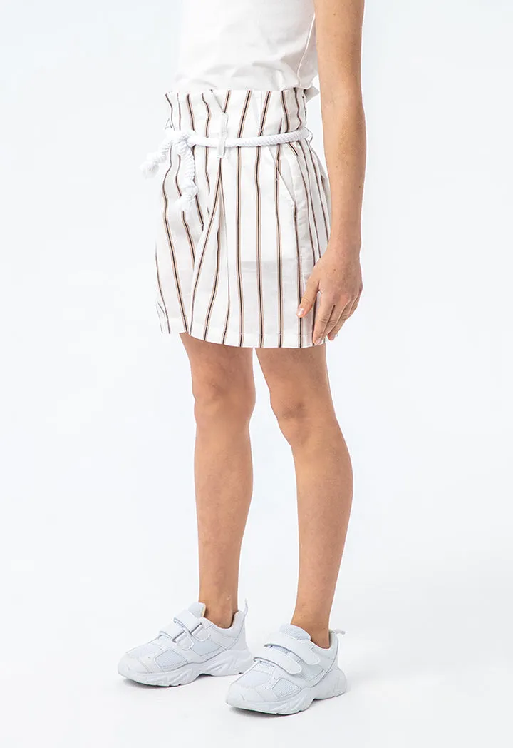 Striped High Waist Shorts With Robe Belt