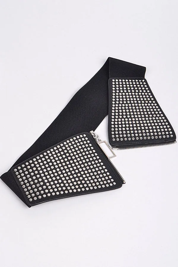 Studded Elastic Zipper Belt