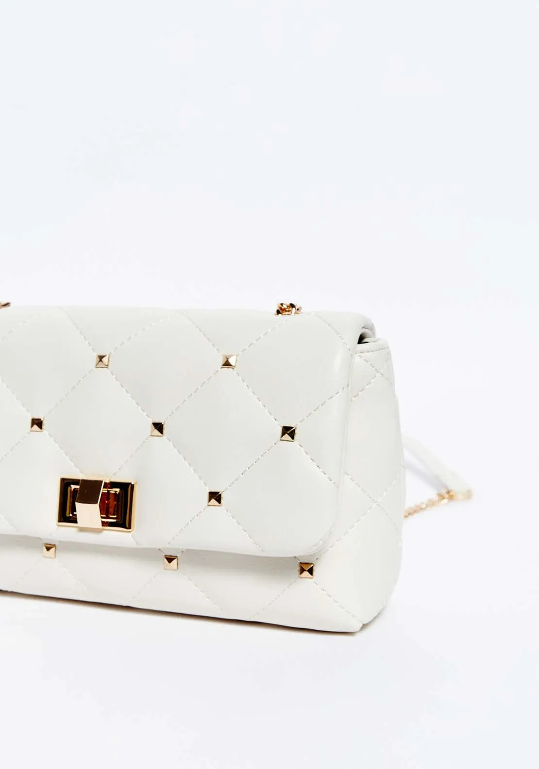 Studded Green Quilted Crossbody Bag