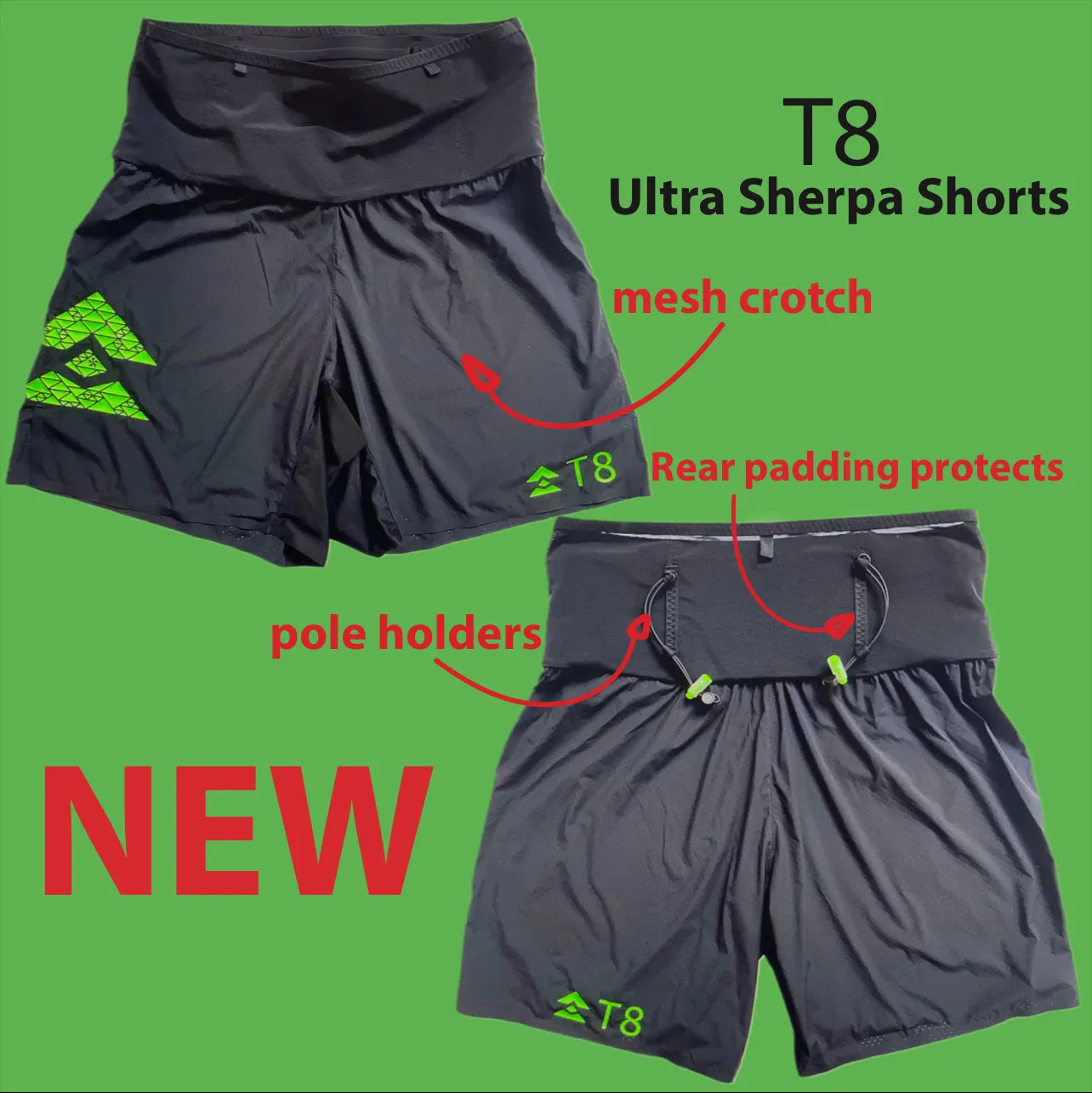 T8 ULTRA SHERPA Shorts - Unisex, with Pole Holders