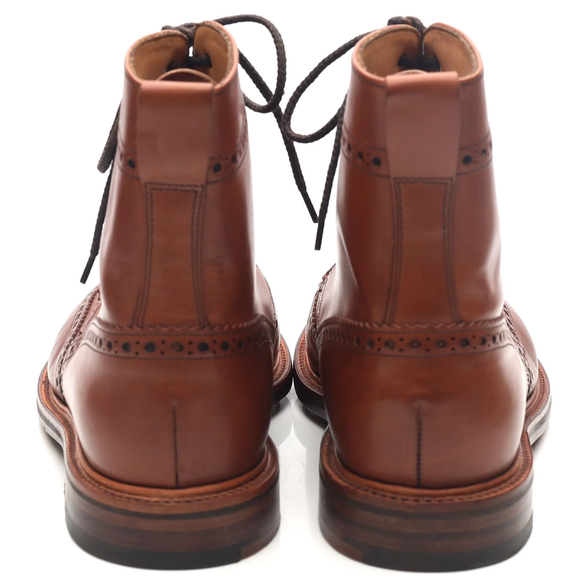 Tan Brown Leather Brogue Boots UK 8.5 F