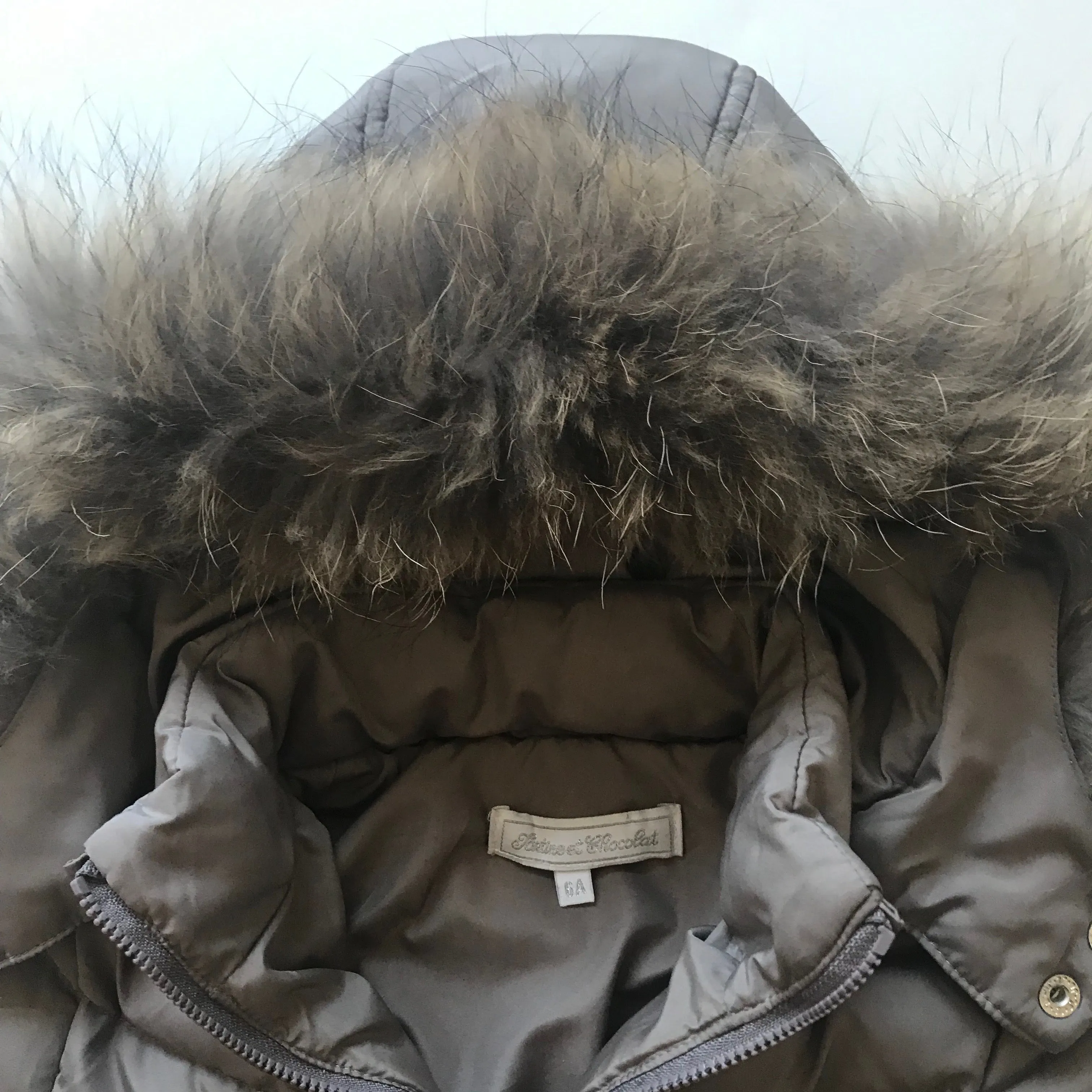 Tartine et Chocolat Taupe Parka with Fur Lining - Down Filled - One Result