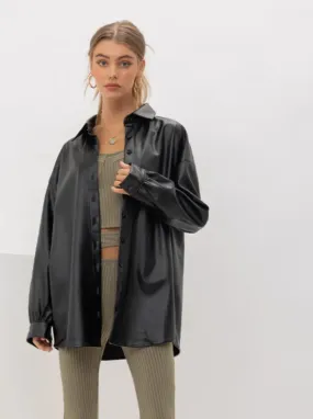 THE IT GIRL FAUX LEATHER SHIRT