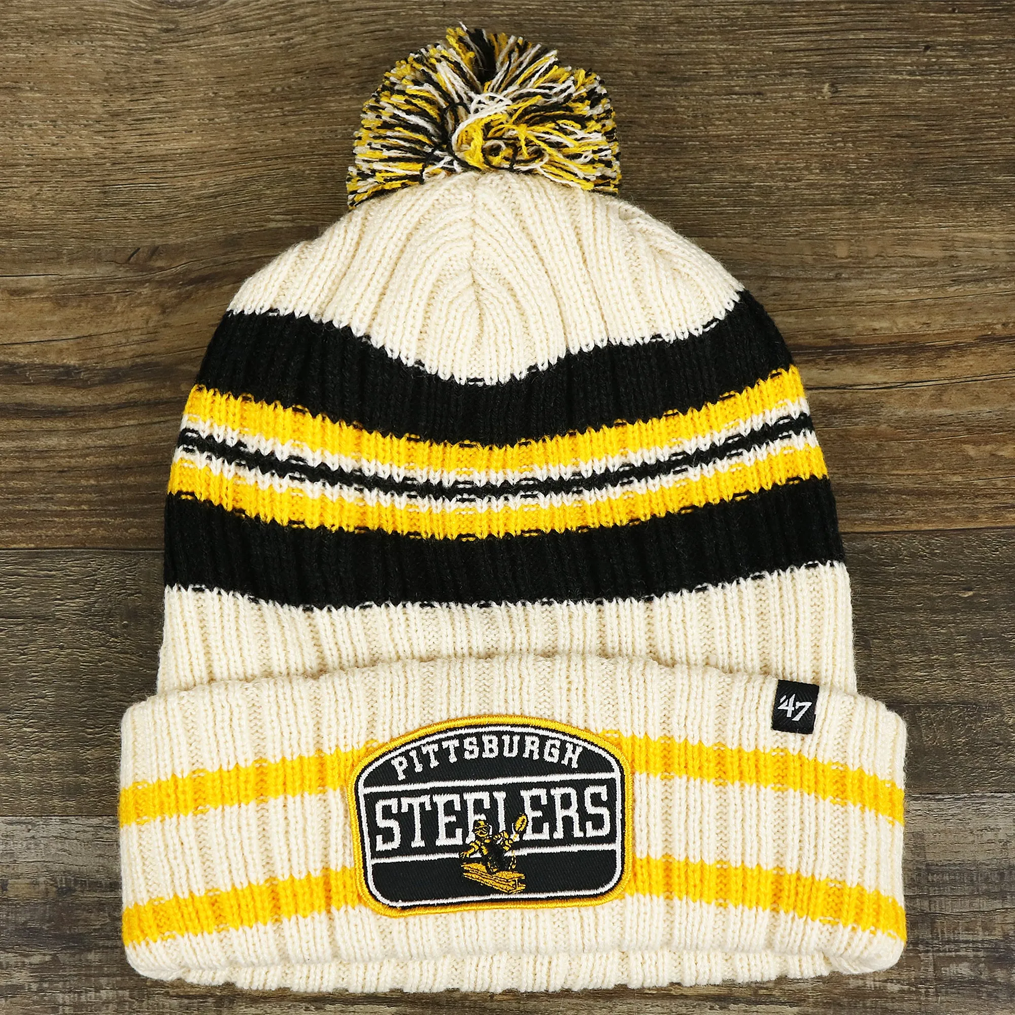 Throwback Pittsburgh Steelers Legacy 1962 Steelers Patch Beanie | Natural Beanie