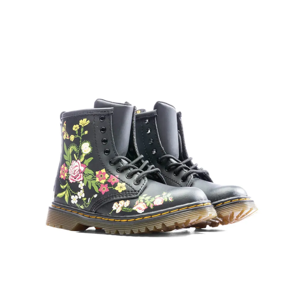 toddler black floral leather lace up boots 1460