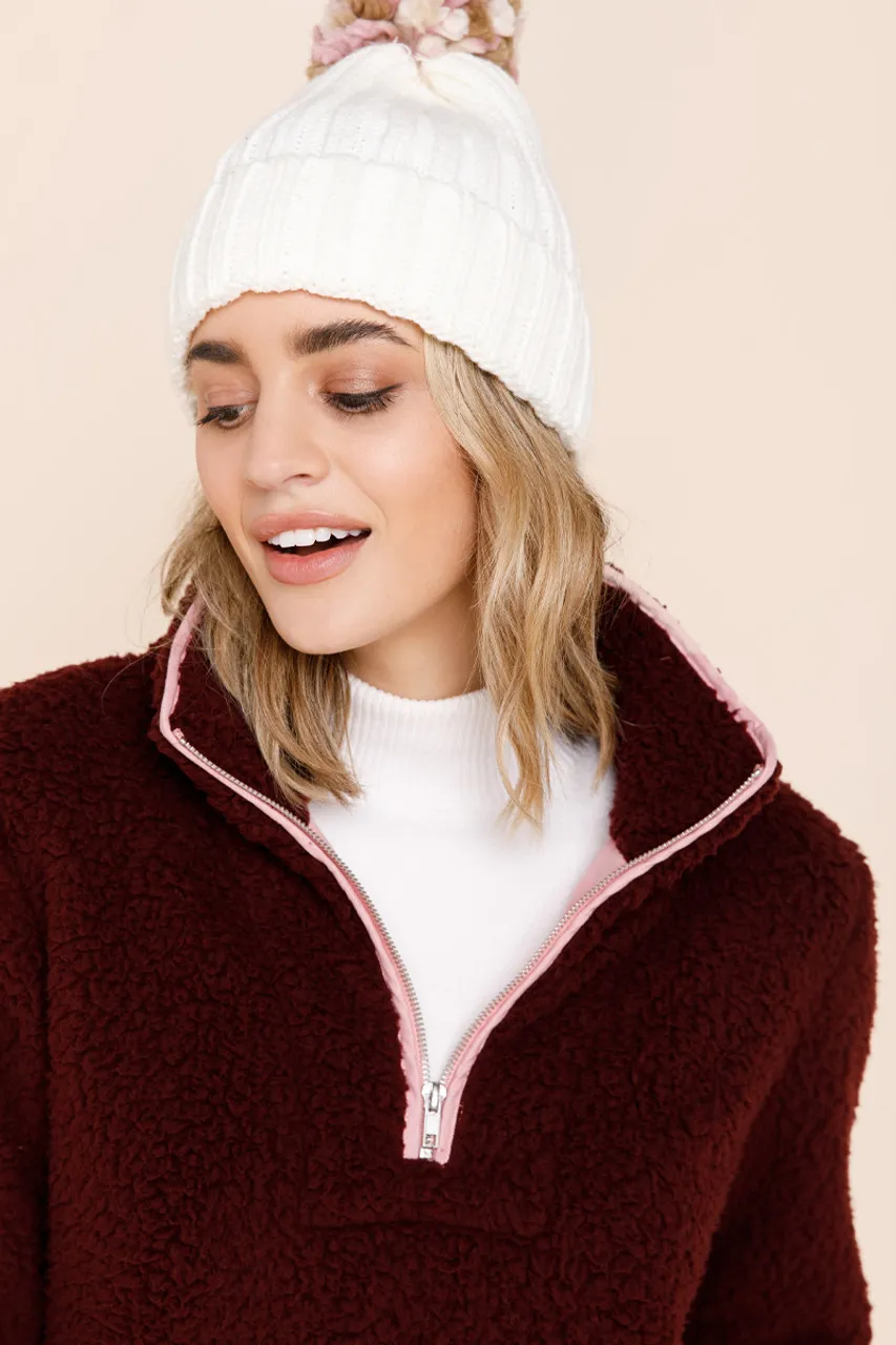 Torie Quarter Zip Sherpa Pullover Sweater