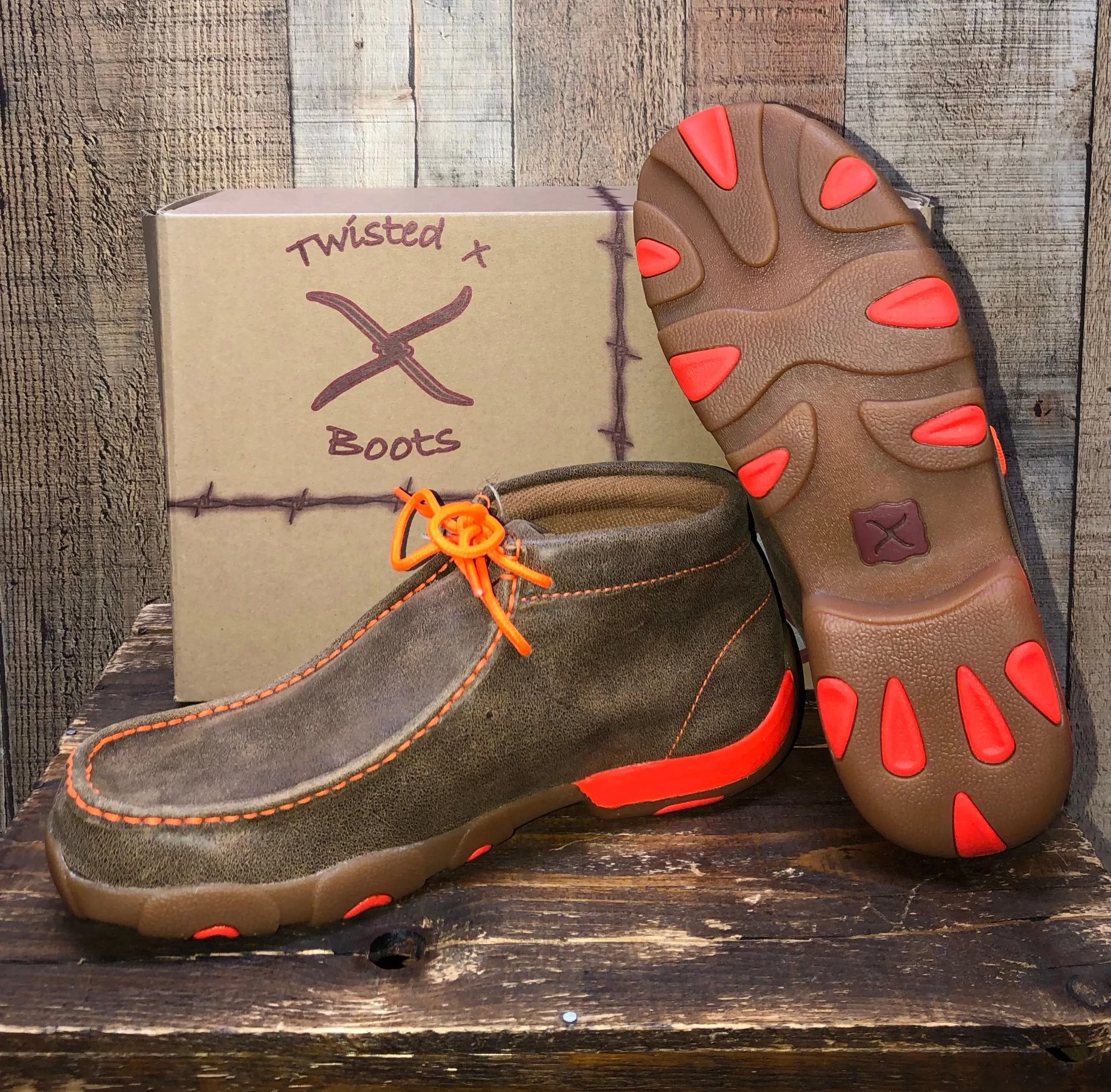 Twisted X Chukka Driving Moc - Neon Orange Men's Shoes