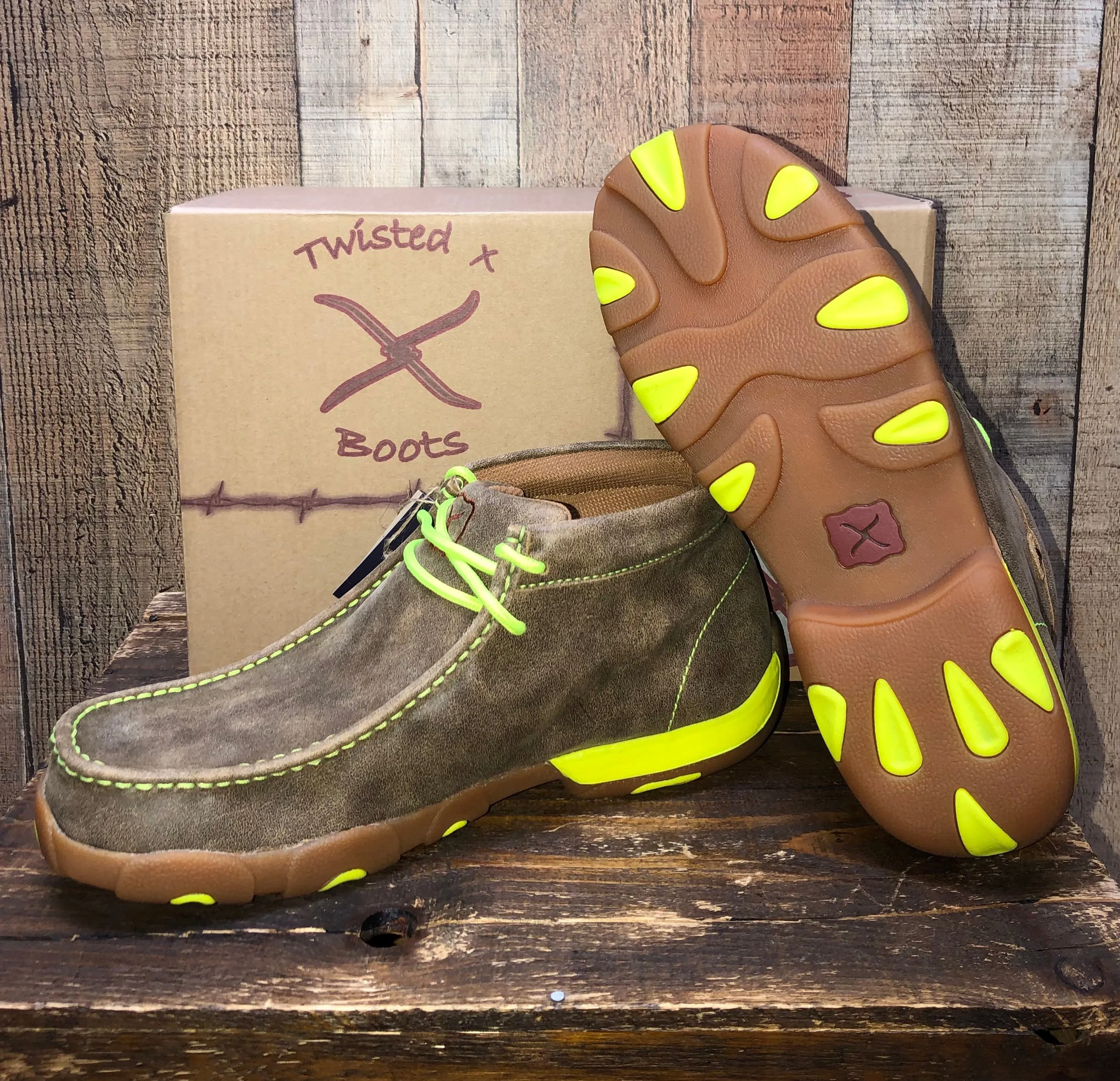 Twisted X Neon Yellow Chukka Driving Moc