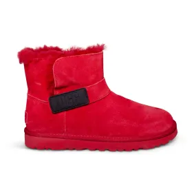 UGG Mini Bailey Graphic Logo Strap Red Boots - Women's