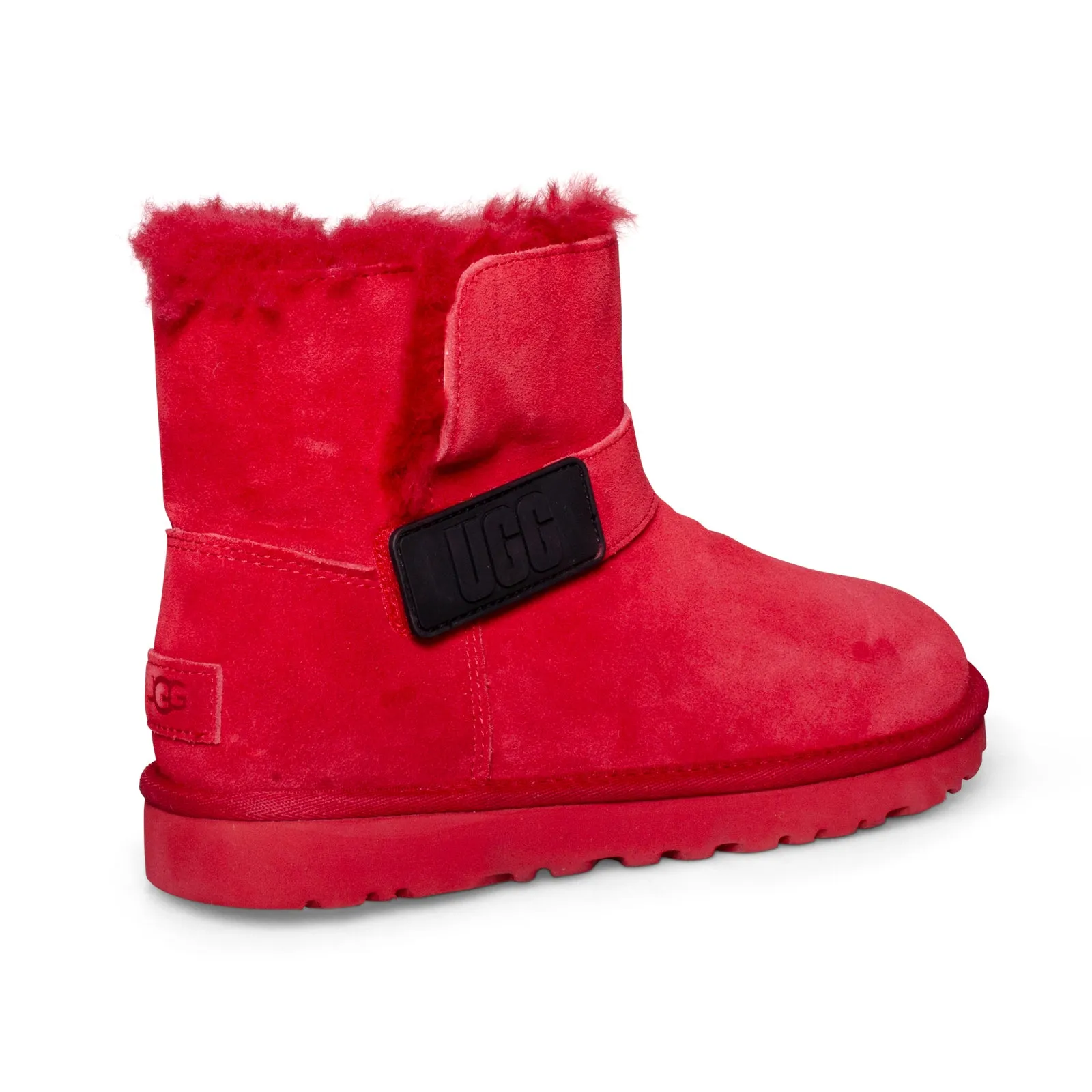 UGG Mini Bailey Graphic Logo Strap Red Boots - Women's