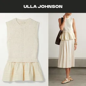 ULLA JOHNSON cable knit peplum sleeveless cotton top