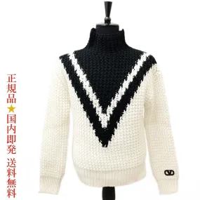 Valentino Cable Knit Unisex Wool Long Sleeves Logo Luxury