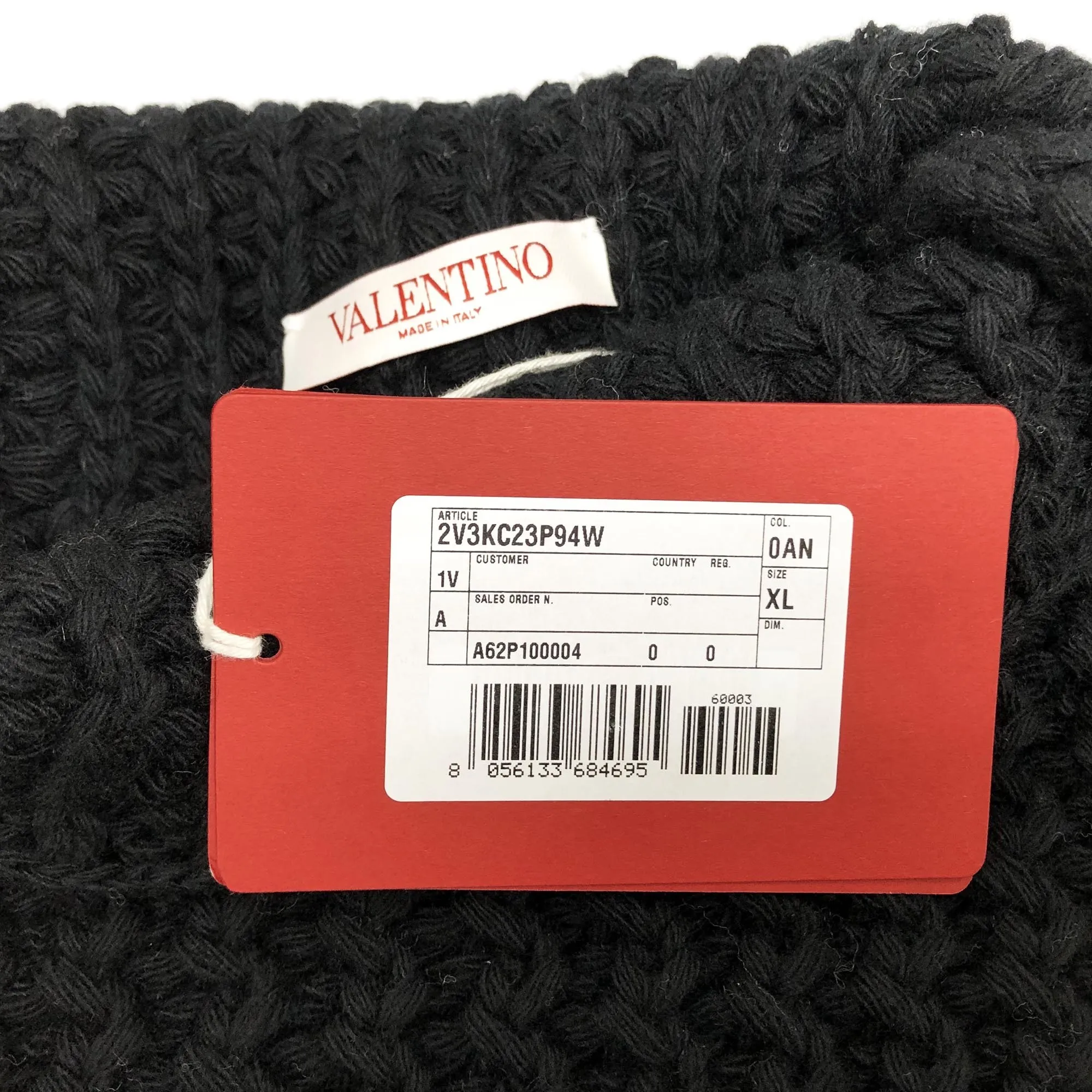 Valentino Cable Knit Unisex Wool Long Sleeves Logo Luxury