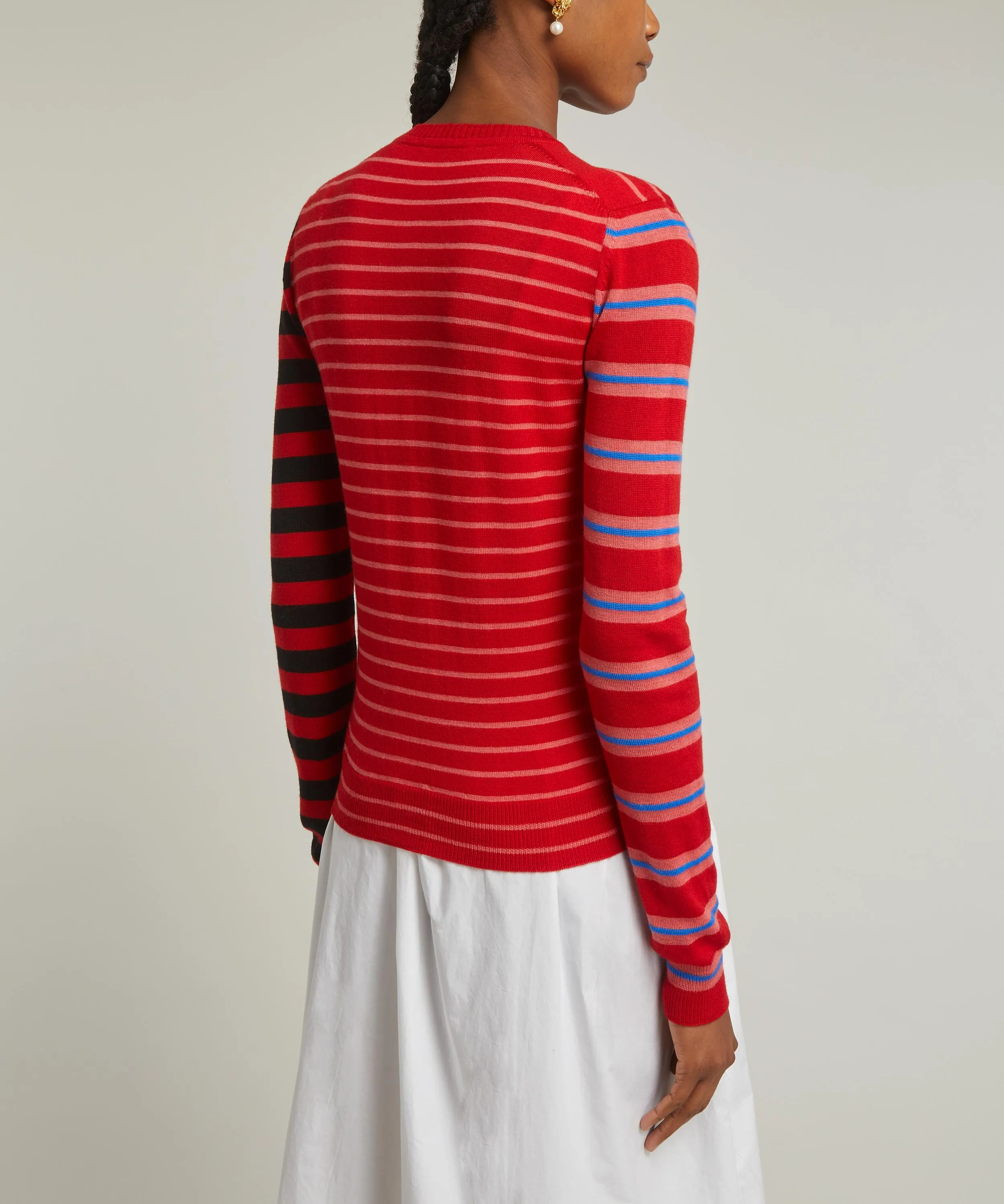 Wanda Contrast Stripe Merino Wool Cardigan 