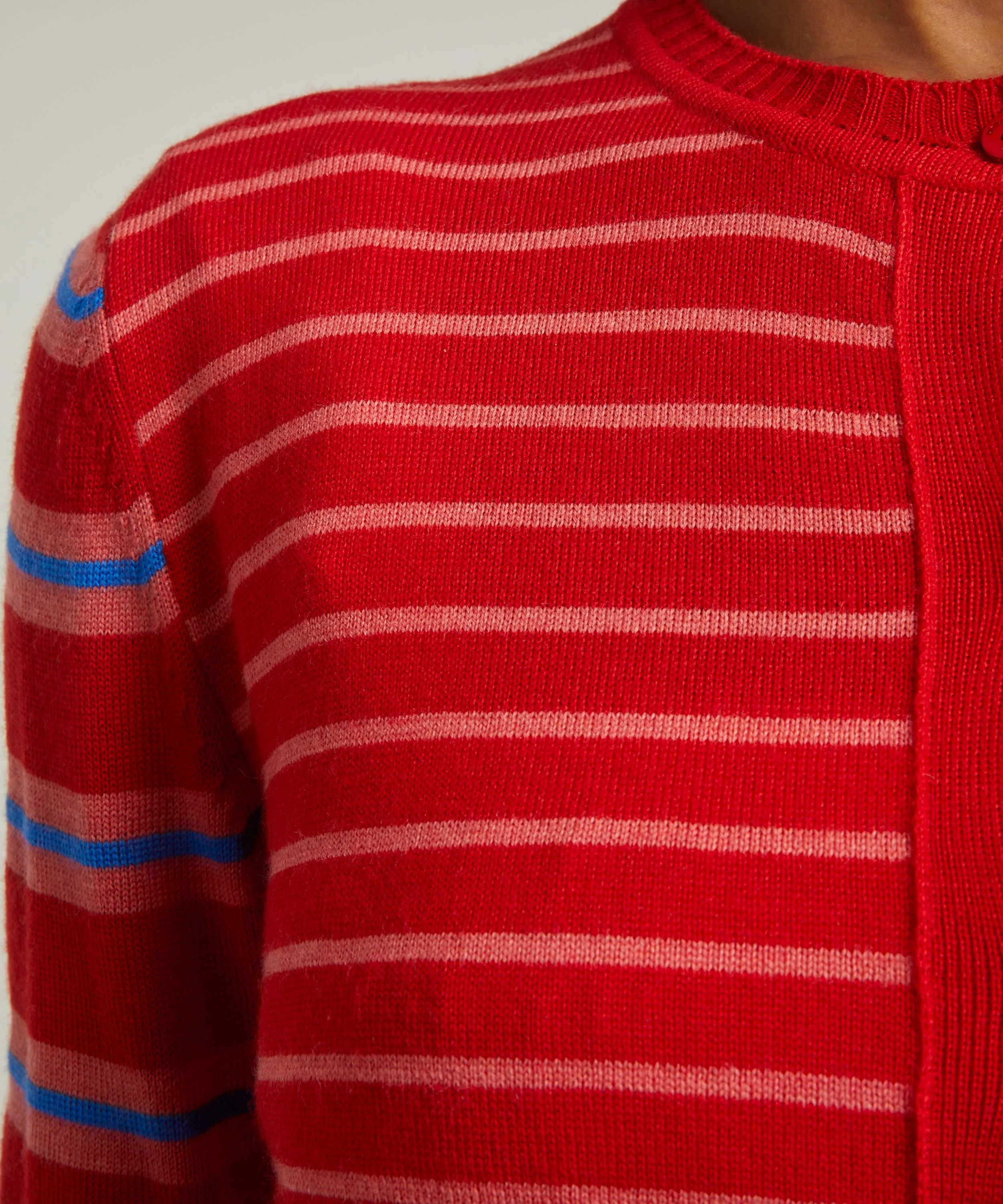 Wanda Contrast Stripe Merino Wool Cardigan 