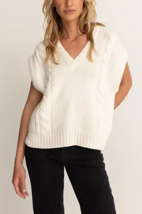 White Cable Knit Vest - Finley