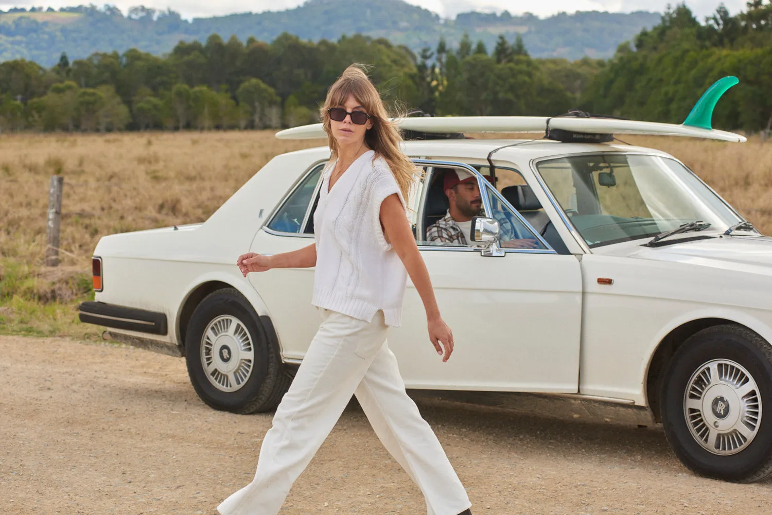 White Cable Knit Vest - Finley