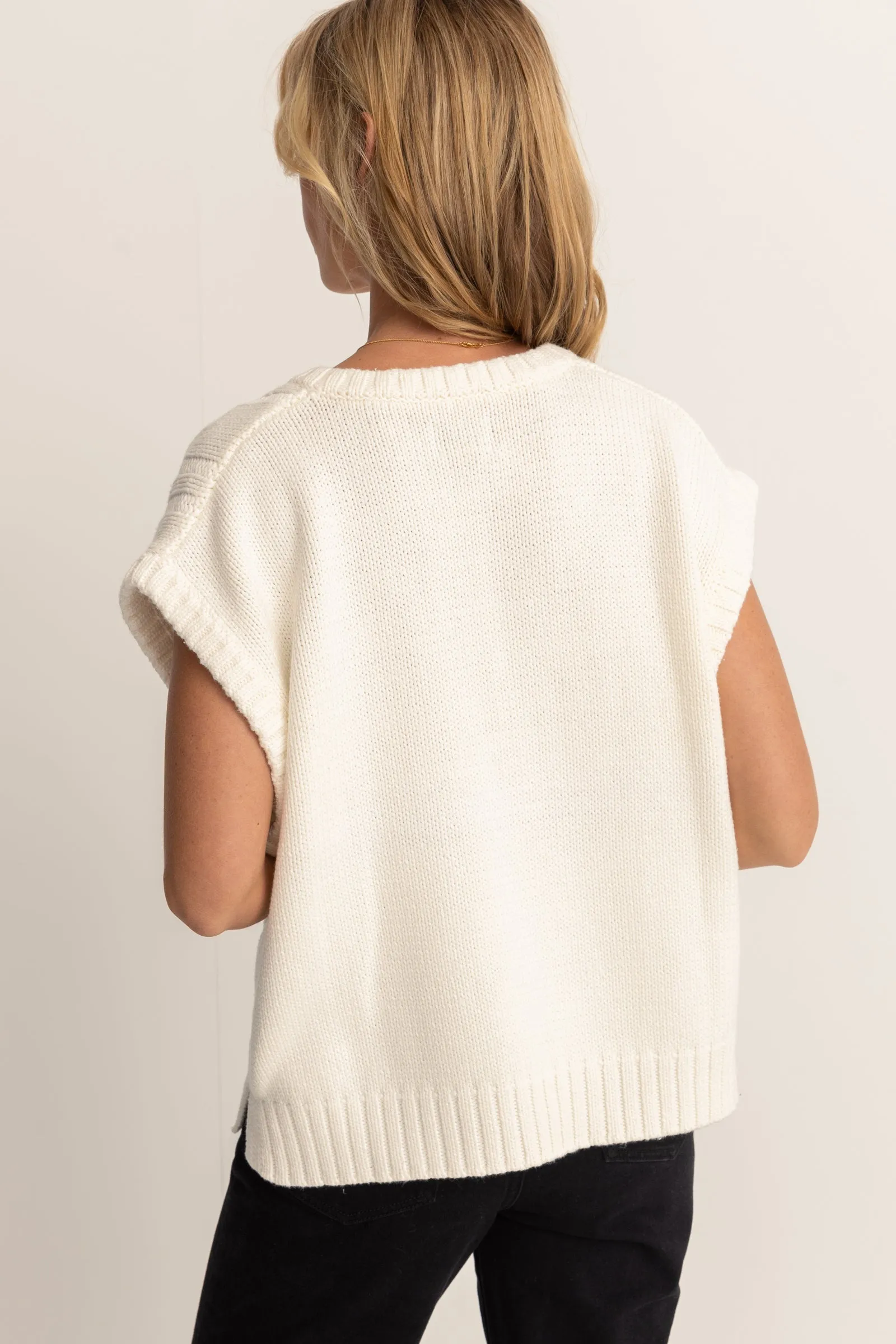 White Cable Knit Vest - Finley