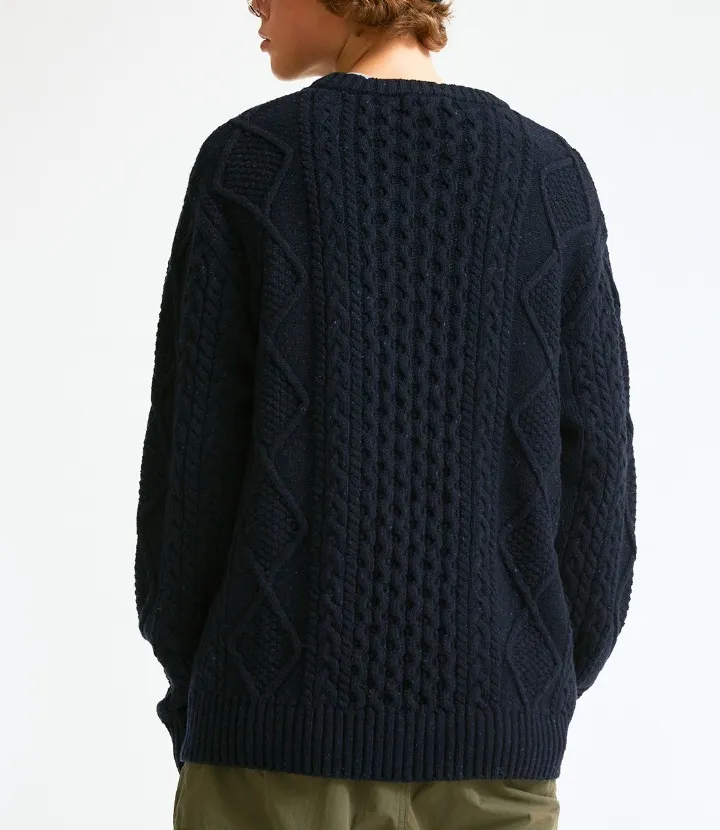 WHO.A.U | Cable Knit Unisex Wool Nylon Street Style Long Sleeves Plain Sweater