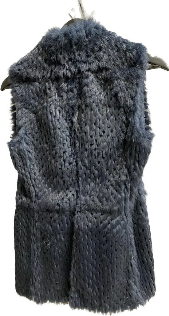 WINTERP - Blue Casual Fashion Perforated Rabbit Fur Vest for Women