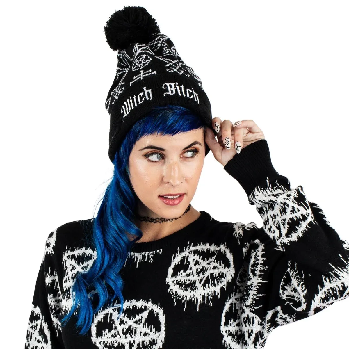 Witchy Pom Pom Knit Beanie