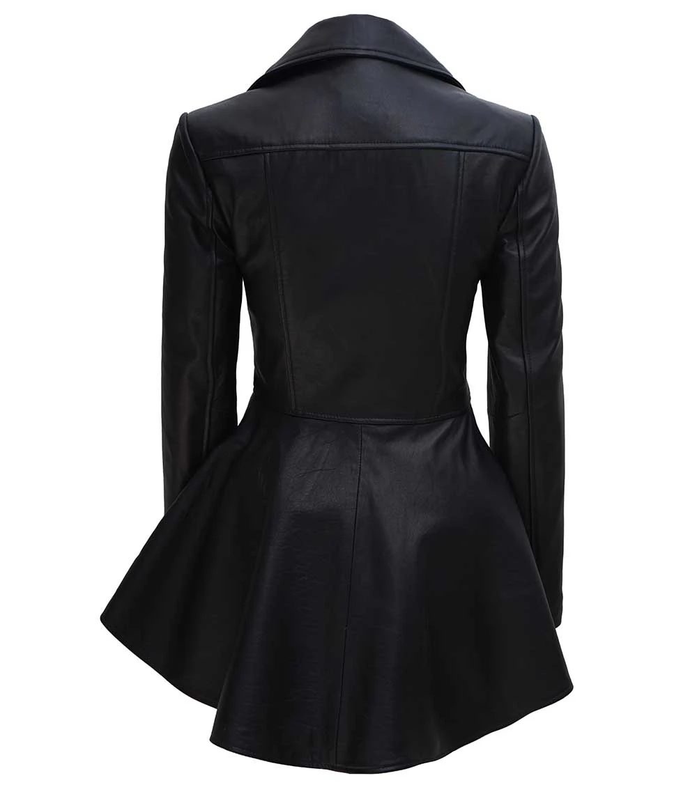 Women's Black Peplum Leather Jacket