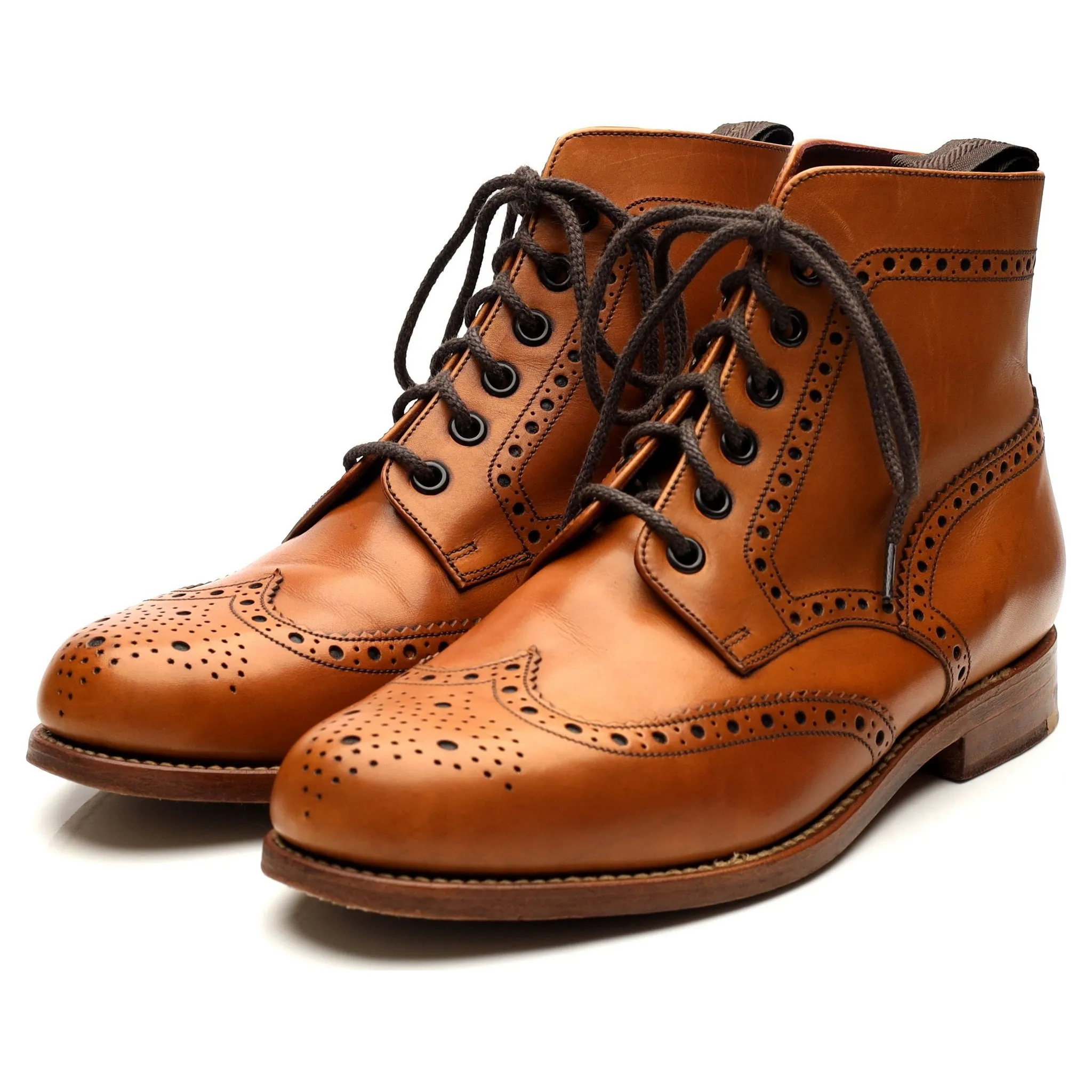 Women's 'Anne' Tan Brown Leather Brogue Boots UK 6 E