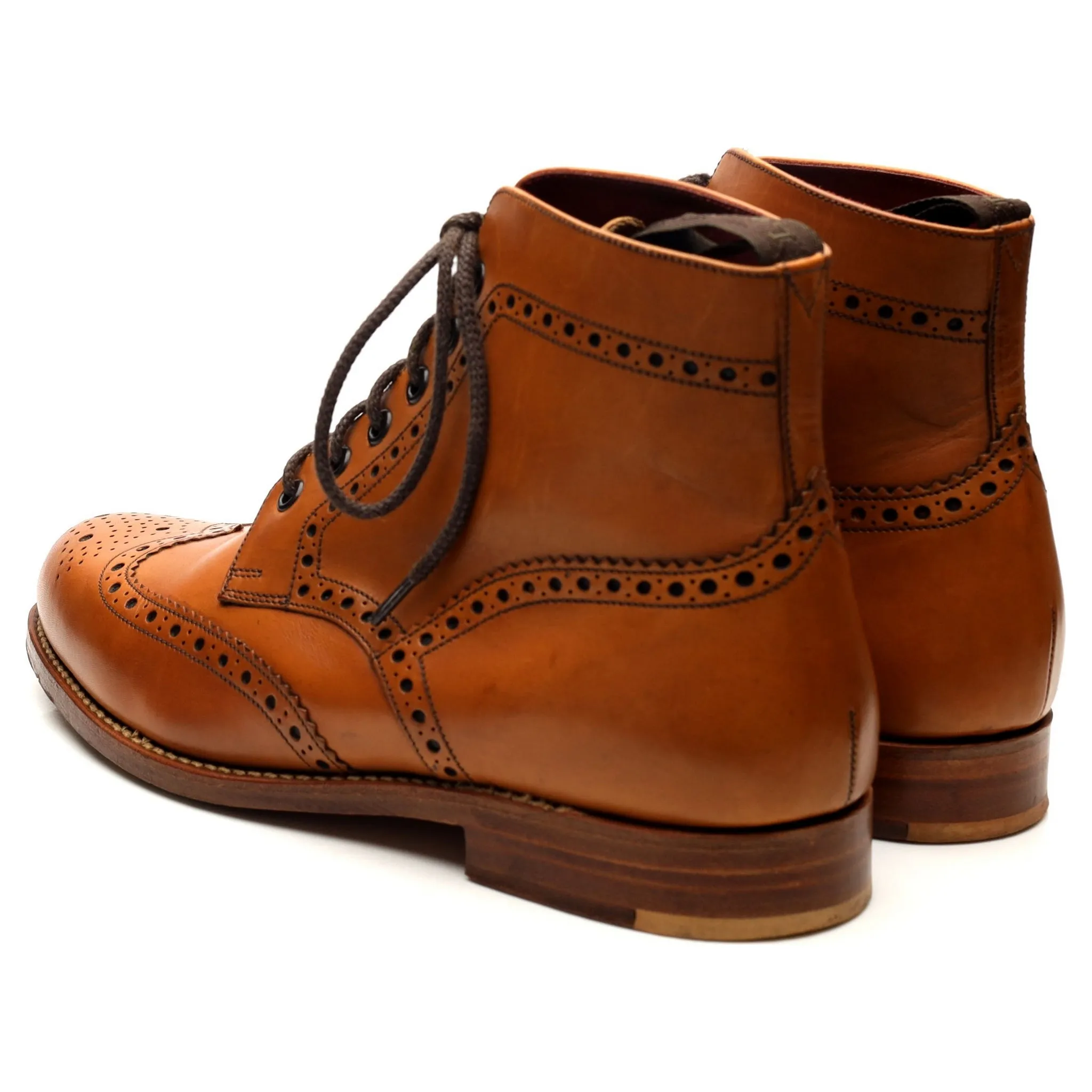 Women's 'Anne' Tan Brown Leather Brogue Boots UK 6 E