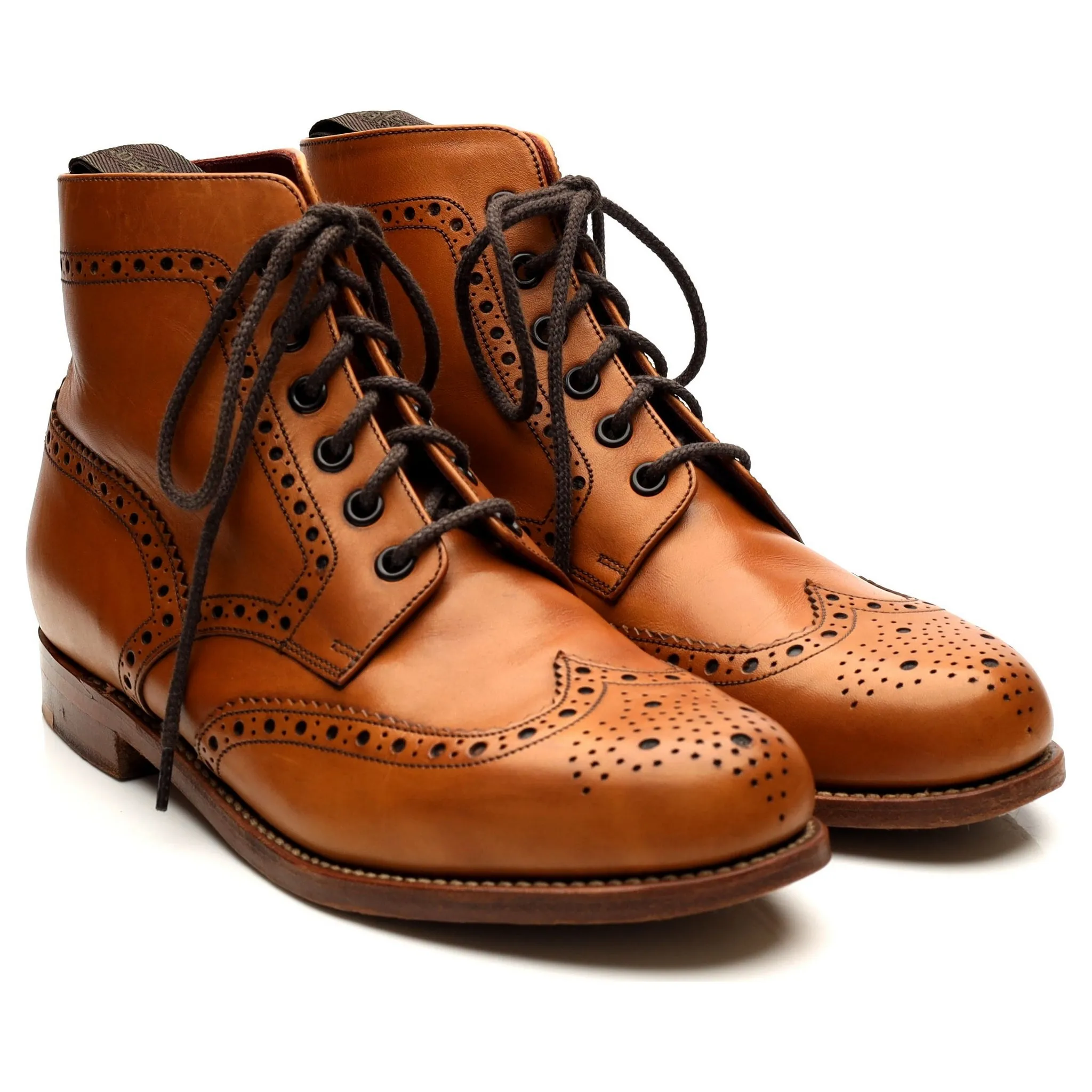 Women's 'Anne' Tan Brown Leather Brogue Boots UK 6 E