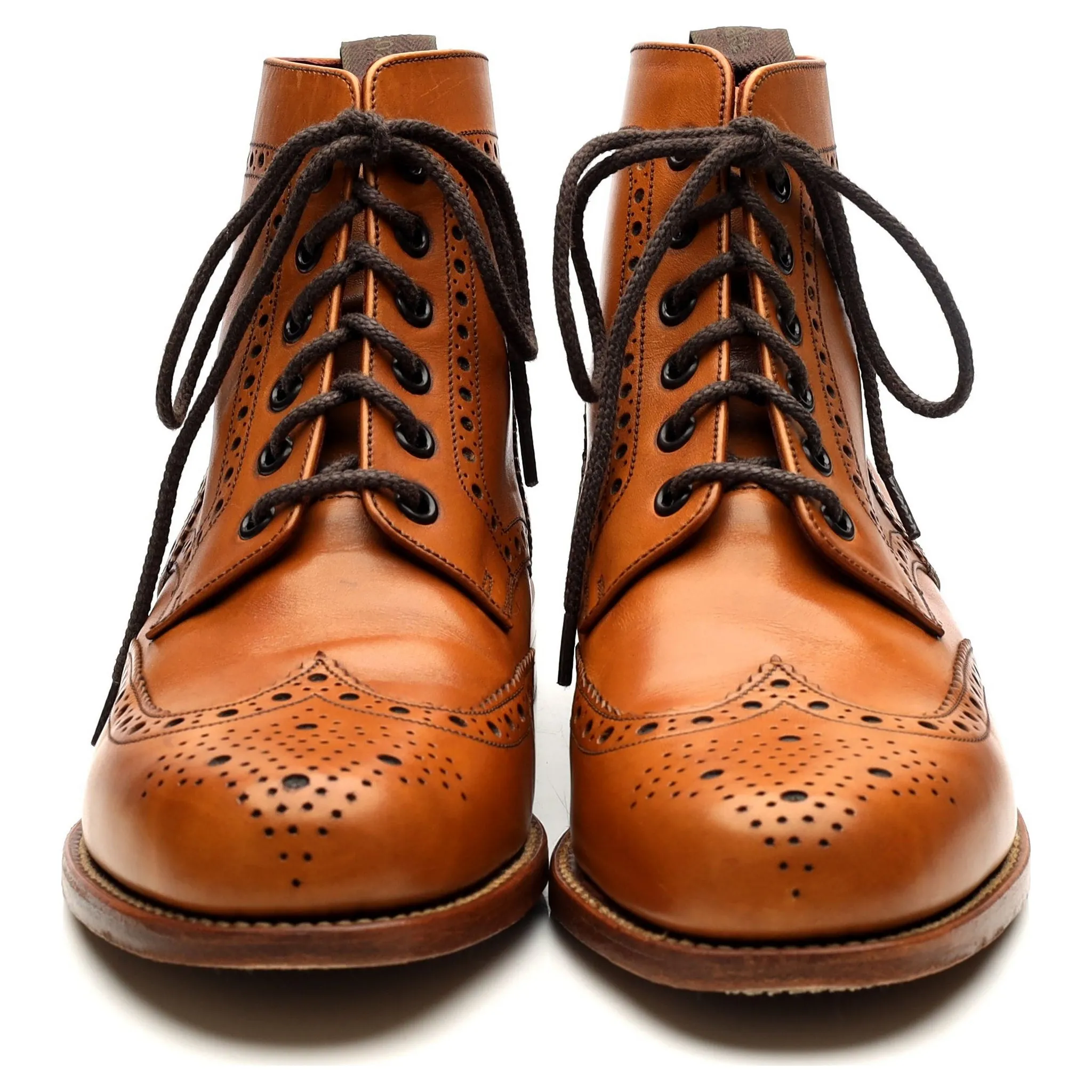 Women's 'Anne' Tan Brown Leather Brogue Boots UK 6 E