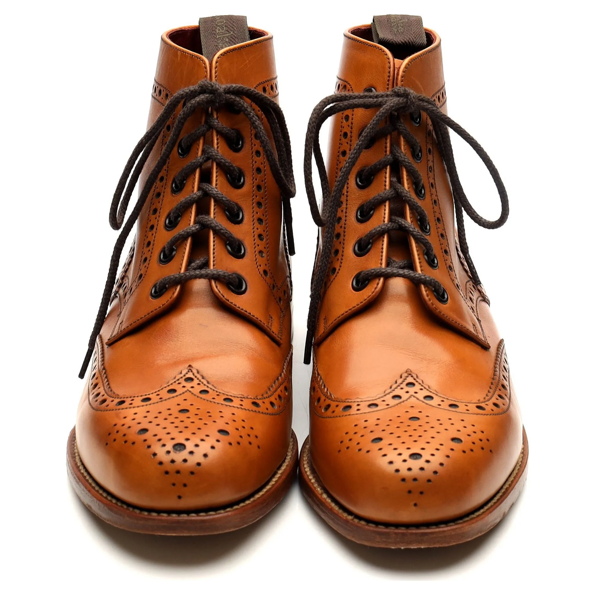 Women's 'Anne' Tan Brown Leather Brogue Boots UK 6 E