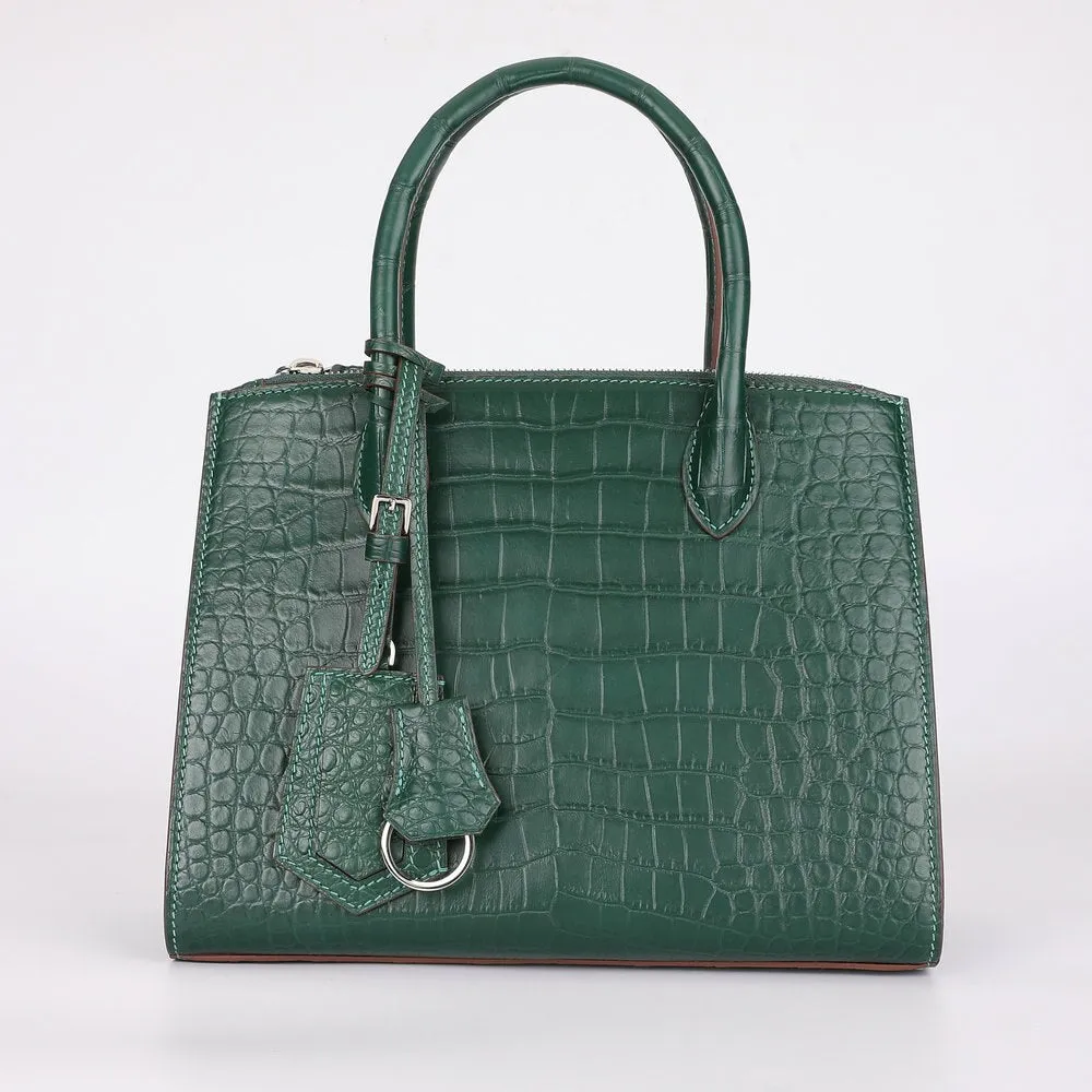 Women's Crocodile Leather Solid Pattern Large Capacity Handbag