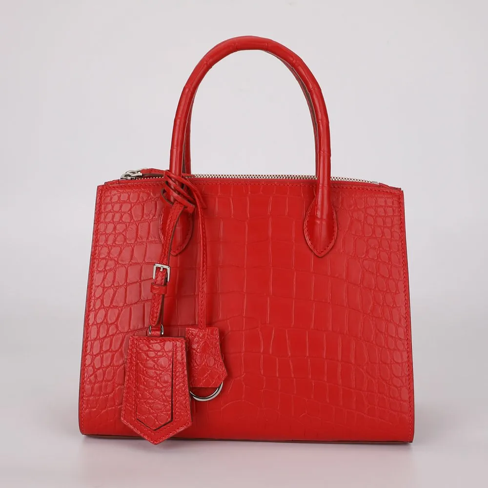 Women's Crocodile Leather Solid Pattern Large Capacity Handbag